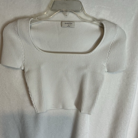 Babaton Cream Ribbed Crop Top A0263 - Picture 2 of 4